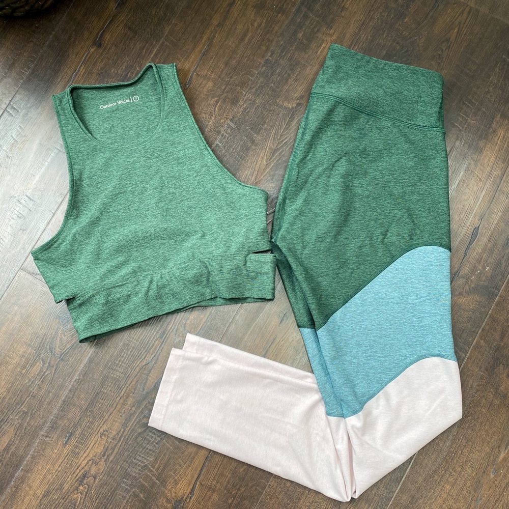 Outdoor Voices Slashback Crop Top in Hunter